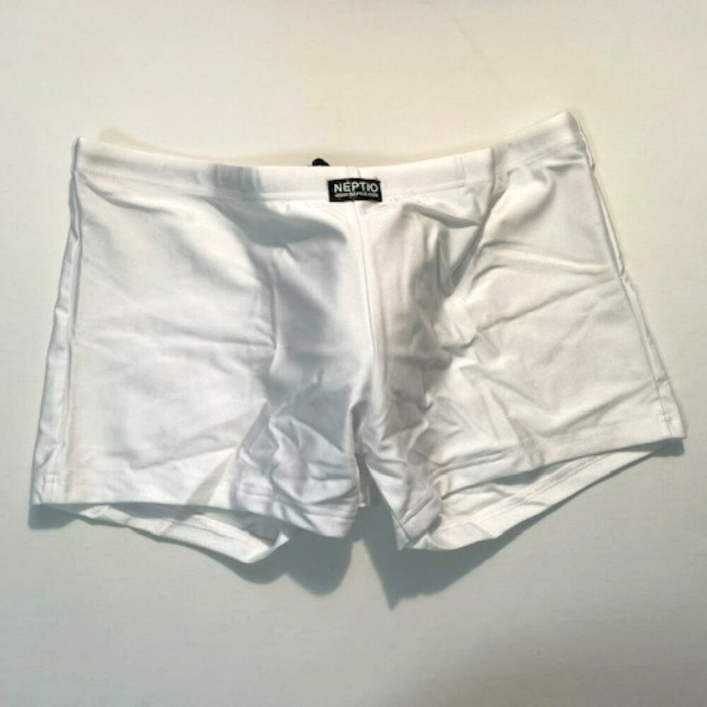 Neptio - Rio Midcut Swim Trunks - White- Square Cut